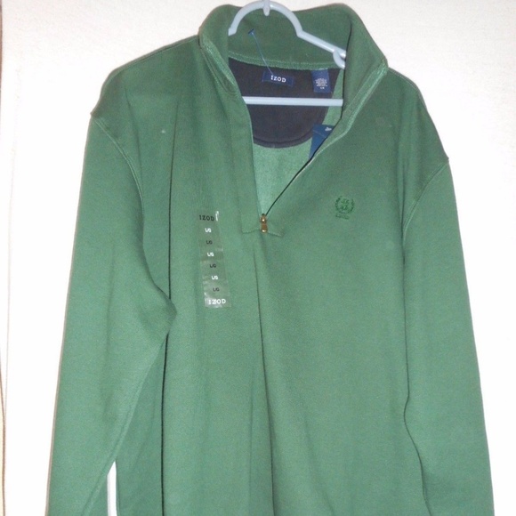 NWT Izod Green zip front Size L Pullover Shirt - Picture 1 of 7